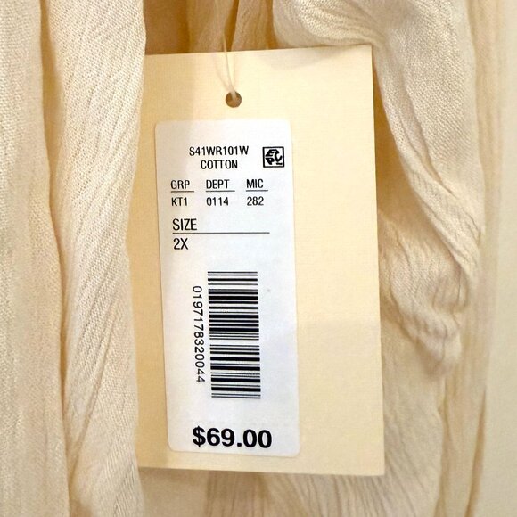 NWT - Size 2X - Ivory V-Neck Blouse With Pink Embroidery - Long-Sleeve - Picture 5 of 5